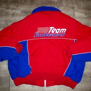 Vtg Team Budweiser NASCAR Men Windbreaker Jacket M
